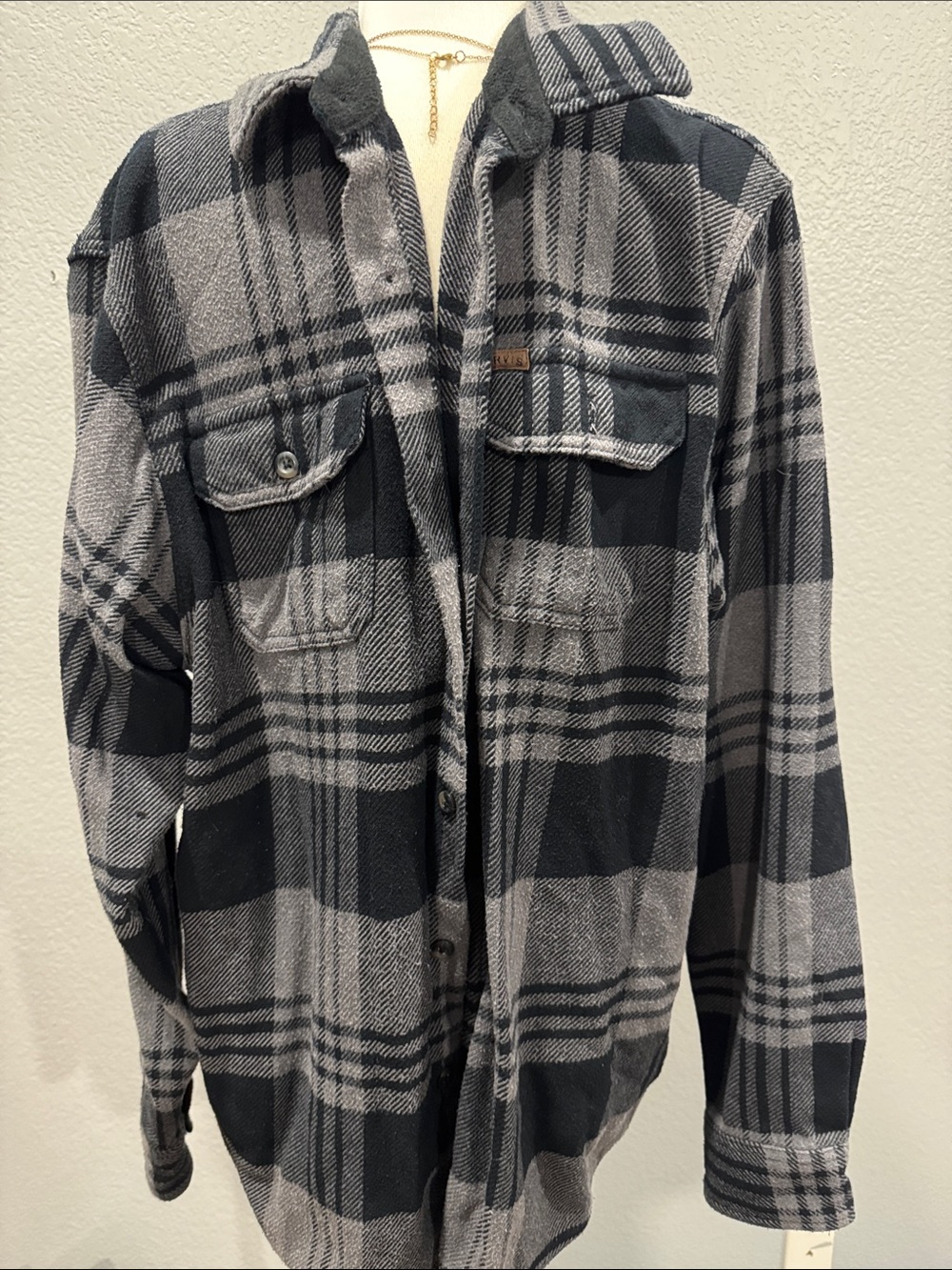 Orvis Black & Gray Plaid Lightweight Shirt Jacket